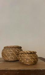 Twee rieten opbergmandjes, Gebruikt, Mand, Rond, Ophalen of Verzenden