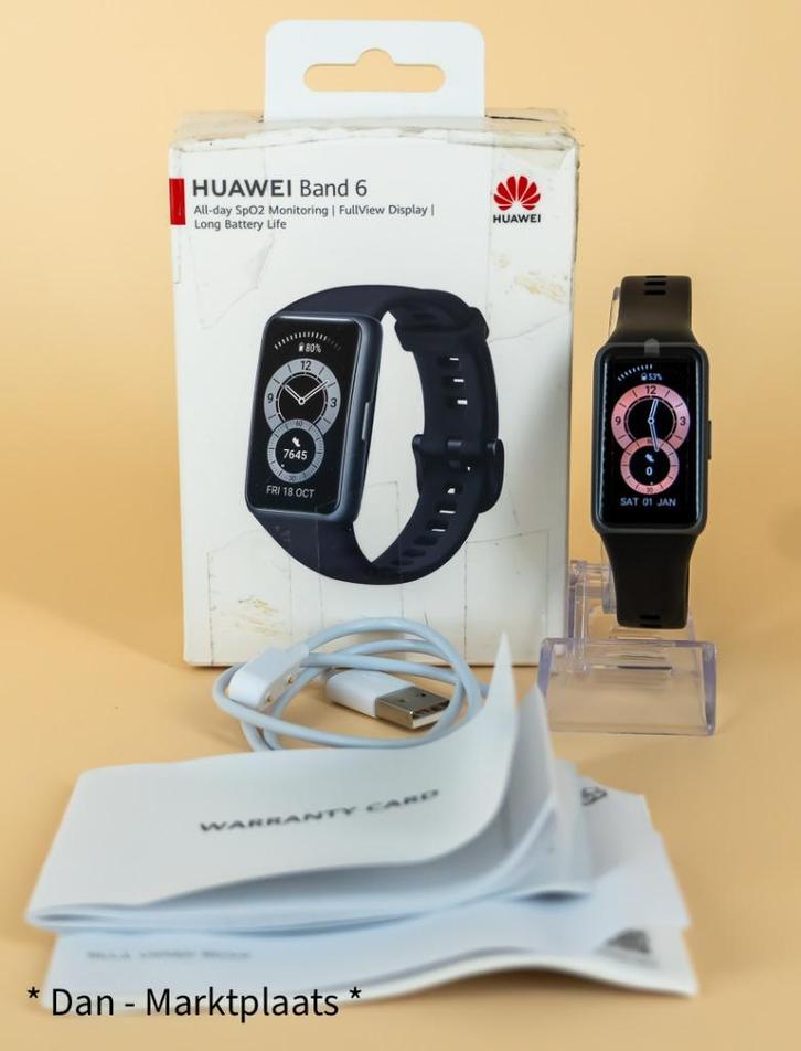 Huawei Band 6 - Activitytracker - AMOLED - snellader - Black, Sieraden, Tassen en Uiterlijk, Sporthorloges, Nieuw, Android, Zwart