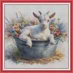 # Borduurpatroon; Geitje in bloembak #, Verzenden, Nieuw, Handborduren, Patroon