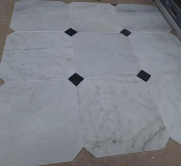 Wit en zwart marmer 30.5x30.5 / 4.8x4.8 octagon vloertegel beschikbaar voor biedingen