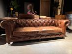 Chesterfield Flamant Bank Cognac bruin leer 2.35 breed, Wwe.plein5living.nl, Gebruikt, Flamant, Rechte bank