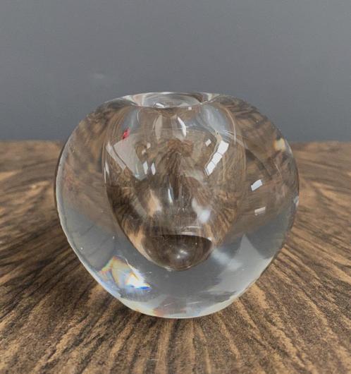 60 jaren transparant glas vaasje of bolkandelaar, Huis en Inrichting, Woonaccessoires | Vazen, Gebruikt, Overige kleuren, Minder dan 50 cm