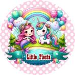 LF3988 ouwel zeemeermin eenhoorn 20x4,7cm eetbare rondjes, Ophalen of Verzenden, Nieuw, Cupcakes, Versiering