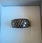 Zilveren Ti Sento ring met zwart zirkonia,s mt. 17, Ophalen of Verzenden