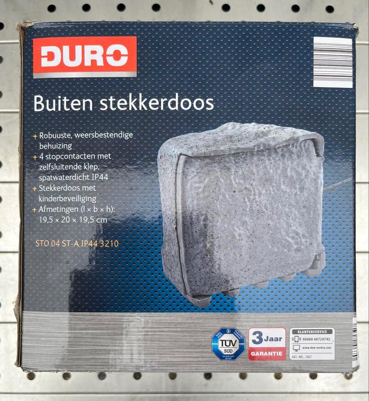Duro Buiten Stekkerdoos (4x) in Kunststof “rotsblok” Kastje, Doe-het-zelf en Verbouw, Elektra en Kabels, Nieuw, Overige typen