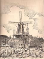 Spijk (Gron.)  Molen en kerktoren tekening sievers 50/60er j, Ophalen of Verzenden