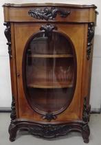 Antiek Napoleon III Vitrinekastje met rond/gebogen glas., Ophalen