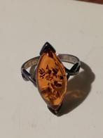 ZILVEREN ANTIEKE RING MET BARNSTEEN, GESTEMPELD., Verzenden, Zilver, Ring, Met edelsteen