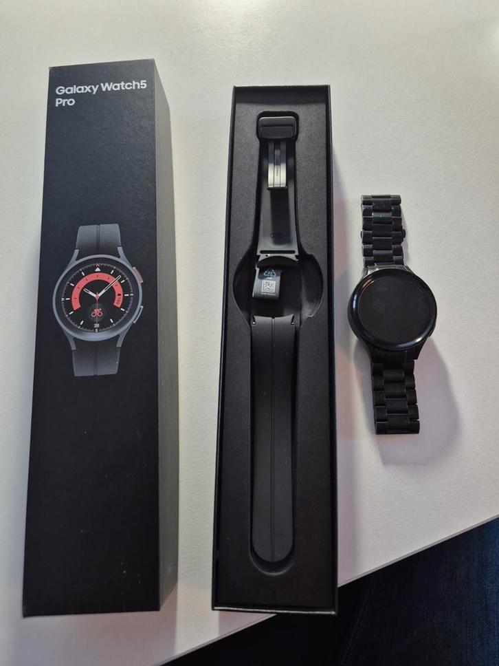 Samsung Galaxy watch 5 Pro, Sieraden, Tassen en Uiterlijk, Smartwatches, Gebruikt, Android, Zwart, Afstand, Calorieverbanding