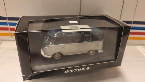 Minichamps Volkswagen T1 Samba Bus Grey / Blue - 1958, Hobby en Vrije tijd, Modelauto's | 1:43, Zo goed als nieuw, Auto, MiniChamps