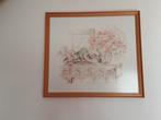 Borduur Schilderij met Houten Lijst, Antiek en Kunst, Ophalen of Verzenden