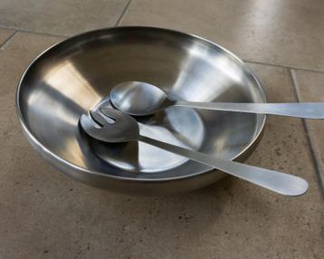 saladeschaal met slacouvert rvs