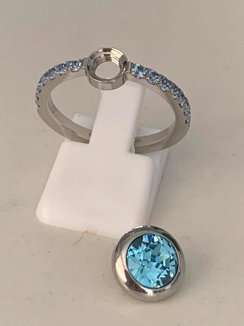 Melano VIVID Vive CZ ring aquamarine maat 58, Sieraden, Tassen en Uiterlijk, Ringen, Nieuw, Dame, 18 tot 19, Zilver, IJzer of Staal