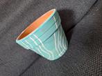 Bloempot turquoise, Rond, Zo goed als nieuw, Terracotta, Tuin