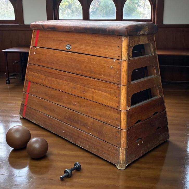 prijs is v 2 st Turnkast met turnpaard  industrieel leder, Sport en Fitness, Turnen, Materiaal, Ophalen