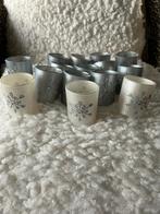 Glazen waxinelichtjes zilver en wit 15 stuks, Diversen, Kerst, Ophalen, Zo goed als nieuw