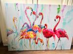 Flamingo schilderij kleurrijk, Antiek en Kunst, Kunst | Schilderijen | Abstract, Ophalen