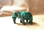 Malachiet olifantenbeeldje, 246 gr, 12x8 cm, beschermt tegen, Verzamelen, Beelden en Beeldjes, Ophalen of Verzenden, Nieuw, Dier
