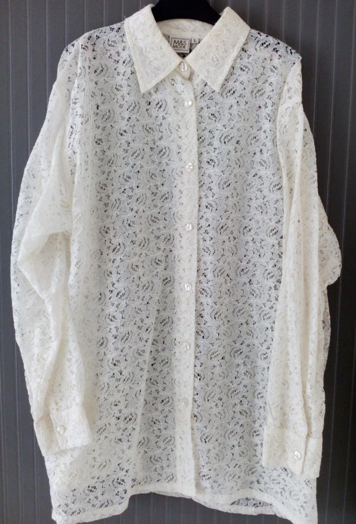 Damens Blouse/ Wit- Creme, Kleding | Dames, Blouses en Tunieken, Zo goed als nieuw, Maat 42/44 (L), Wit, Ophalen of Verzenden