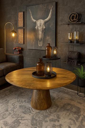 Salontafel Organisch Bruin mangohout 120cm 50%Korting beschikbaar voor biedingen