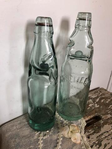 Oude antieke brocante kogelfles /knikker fles 