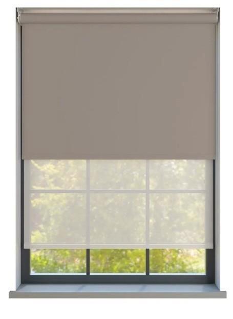 Dubbel Rolgordijn - Bella taupe met Mood grijs gemêleerd, Huis en Inrichting, Stoffering | Gordijnen en Lamellen, Nieuw, 200 cm of meer