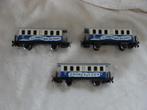 STOOMLOC MET 3 X WAGONs BLOUW, Gebruikt, Gelijkstroom, Wagon, Ophalen of Verzenden
