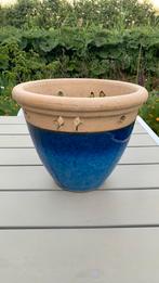 Buiten bloempot geglazuurd, Tuin en Terras, Ophalen, Rond, Zo goed als nieuw, Minder dan 25 cm