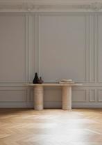 Beeldschoon console van massief travertin, Ophalen, Zo goed als nieuw, 25 tot 50 cm, Rechthoekig