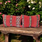 Kelim Vintage Marokkaanse kussenset,handgemaakt van wol, Huis en Inrichting, Ophalen of Verzenden, Nieuw, Vierkant