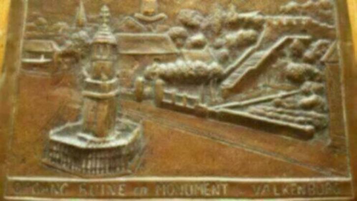 koperen plaat Latoen opgang ruïne monument Valkenburg., Antiek en Kunst, Antiek | Koper en Brons, Koper, Ophalen
