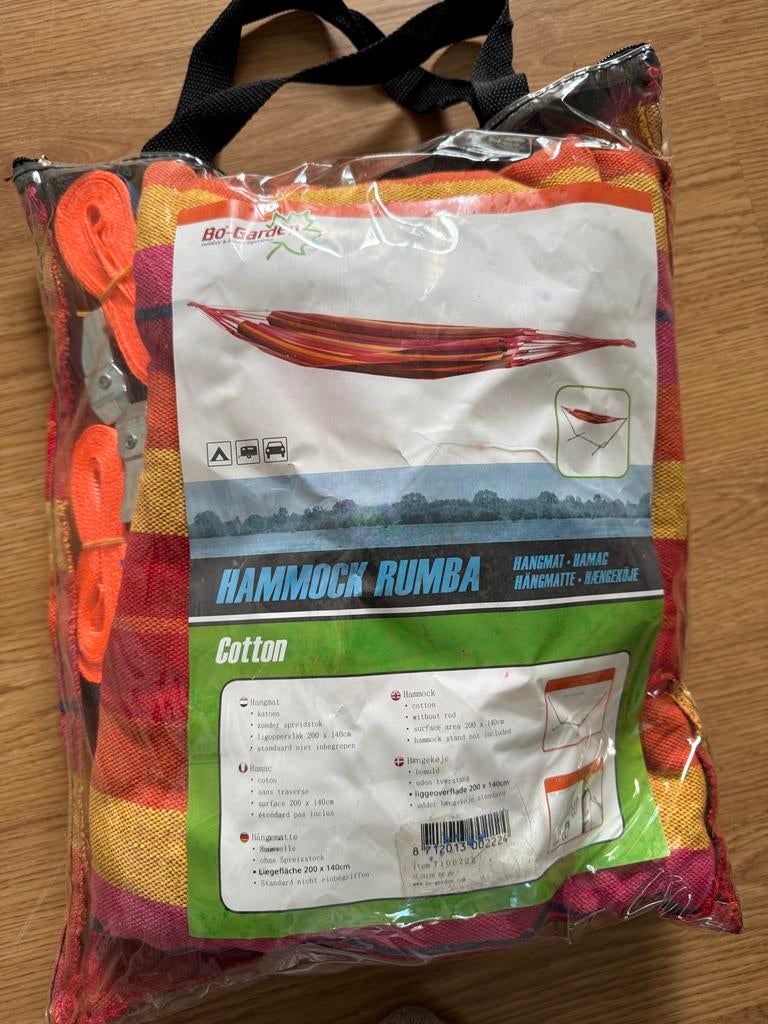 Bo-Garden Hangmat Rumba - Nieuw in verpakking!, Tuin en Terras, Hangmatten, Ophalen of Verzenden, Nieuw, Eenpersoons, Binnen