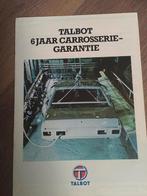 Talbot Simca carrosserie behandeling en garantie folder 1980, Ophalen of Verzenden, Overige merken