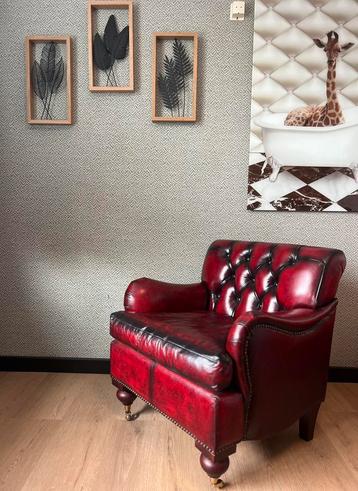 Chesterfield Bolton fauteuil - Antiek Rood beschikbaar voor biedingen