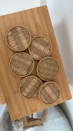 Set bamboe rotan onderzetters boho japandi vintage retro, Ophalen of Verzenden, Zo goed als nieuw, Glas of Kopje