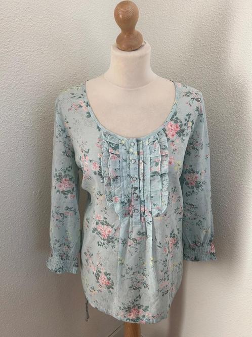 Cream maat XL nieuwe blauwe retro blouse 2151, Kleding | Dames, Blouses en Tunieken, Nieuw, Maat 46/48 (XL) of groter, Blauw, Ophalen of Verzenden