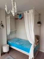 Hemelbed metaal crème wit 90x190, Ophalen of Verzenden, 180 cm of meer, 85 tot 100 cm, Matras