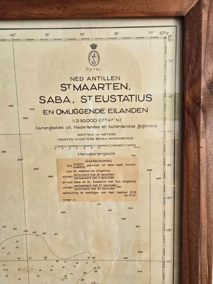 Nautische kaart van St. Maarten, Saba en St. Eustatius, Verzamelen, Scheepvaart, Gebruikt, Kaart, Foto of Prent, Ophalen