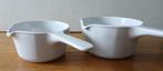 Set van 2 witte Corning France steelpannetjes, Huis en Inrichting, Keuken | Potten en Pannen, Ophalen of Verzenden, Gebruikt, Glas