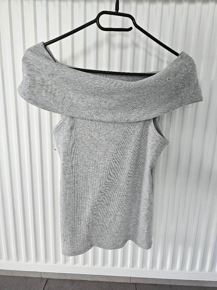 grijs topje, Kleding | Dames, Tops, Gedragen, Maat 38/40 (M), Grijs, Zonder mouw, Ophalen of Verzenden