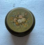 Vintage thee blik mosgroen engels bloemen blik, Ophalen, Gebruikt, Thee