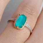 Zilveren Ring met Turquoise & Kristal - Nieuw!, Sieraden, Tassen en Uiterlijk, Ringen, 18 tot 19, Nieuw, Dame, Zilver