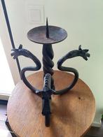 Draken Kandelaar Smeedijzer Brutalist Antiek, Ophalen of Verzenden, Overige materialen