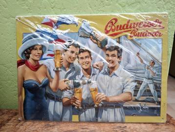 reclamebord Budweiser Budvar (nieuw in verpakking) beschikbaar voor biedingen