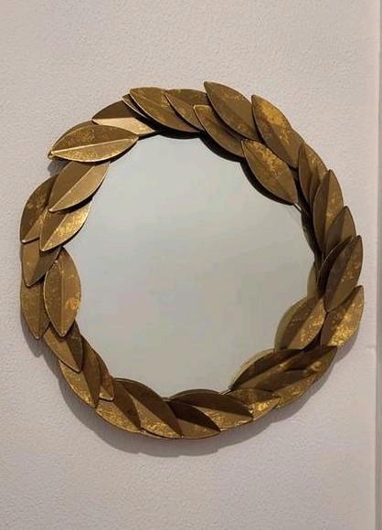 H&M Home spiegel met laurierbladrand, Huis en Inrichting, Woonaccessoires | Spiegels, Zo goed als nieuw, Minder dan 50 cm, Minder dan 100 cm