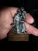 antonius van padua bronsje zilvertin houten voetje Italie 5, Antiek en Kunst, Ophalen of Verzenden