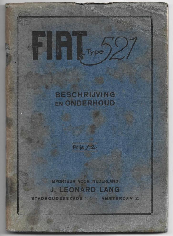 Fiat 521 manual handboek handleiding 1929, Auto diversen, Handleidingen en Instructieboekjes, Ophalen of Verzenden