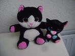 2 poezen knuffels van 20 en 14cm coco met glinsterogen, Ophalen of Verzenden, Zo goed als nieuw, Poes