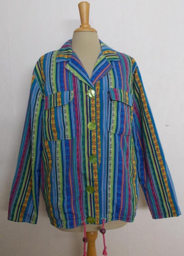 Opvallend leuk mooie kleuren jasje! L, Kleding | Dames, Jasjes, Kostuums en Pakken, Zo goed als nieuw, Jasje, Maat 42/44 (L), Blauw