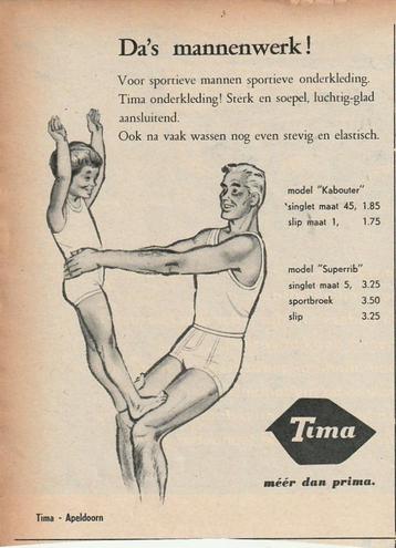 Retro reclame 1960 Tima Apeldoorn jongens ondergoed beschikbaar voor biedingen